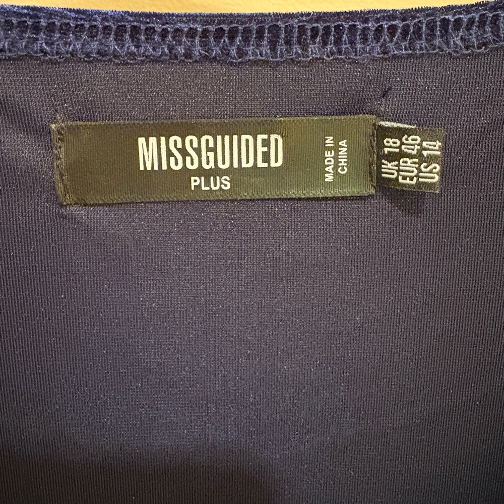 NWOT Missguided Crushed Velvet Corset Top In Dark Blue Women’s Plus Size 14 - Picture 7 of 15